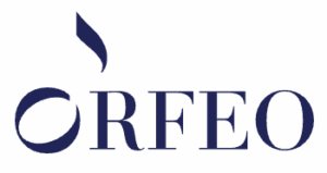 Orfeo logo in dark blue with a stylized musical note above the "O"
